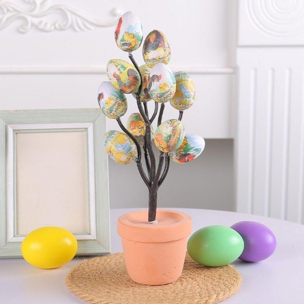 Foam Easter Egg Bonsai Simulated Easter Potted Plant Creative Easter Centerpiece  Tabletop Ornament