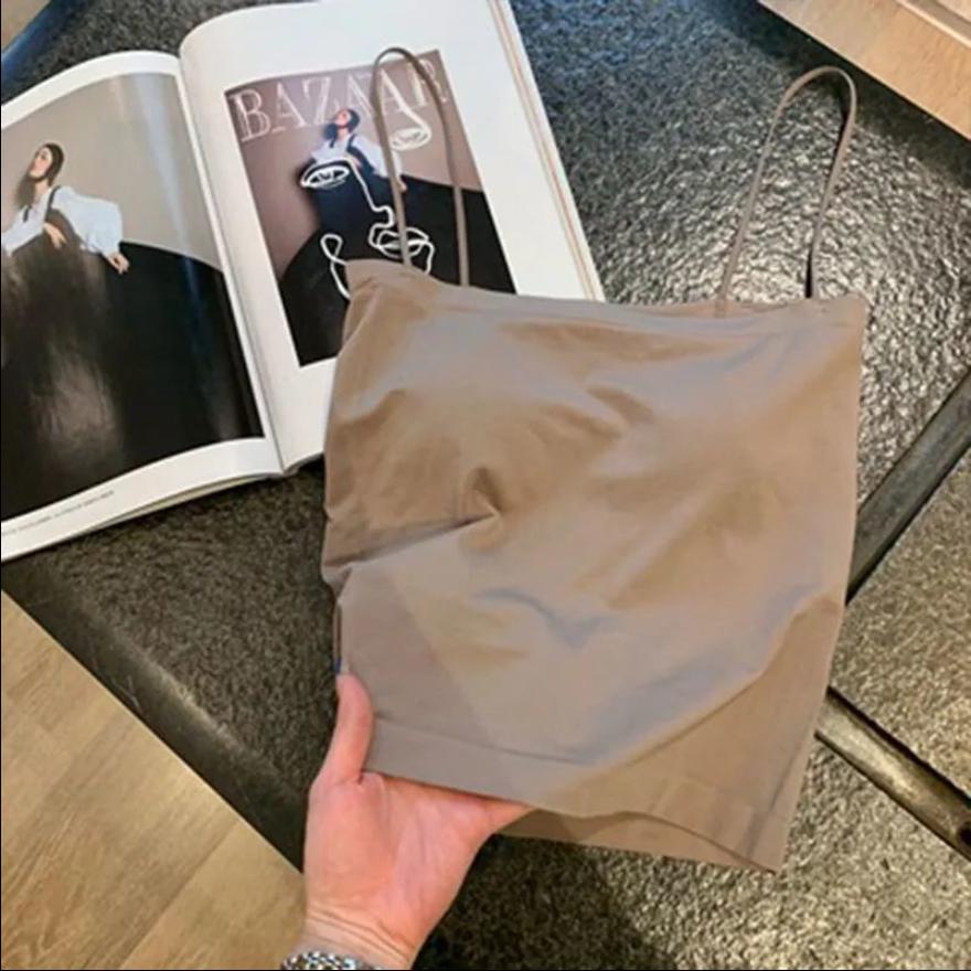 

Женский летний жилет без рукавов, верхняя одежда, рубашки с подтяжками, топ с квадратным воротником, однотонный карамельный цвет One Size