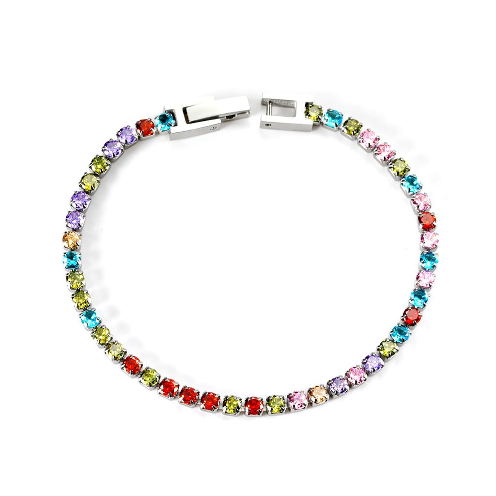Fashion temperament zircon bracelet elegant light luxury versatile round colored diamond tennis bracelet jewelry women