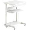 Rolling Desk with Drawer and Shelves, 4 Wheels, Compact, Chipboard, Metal