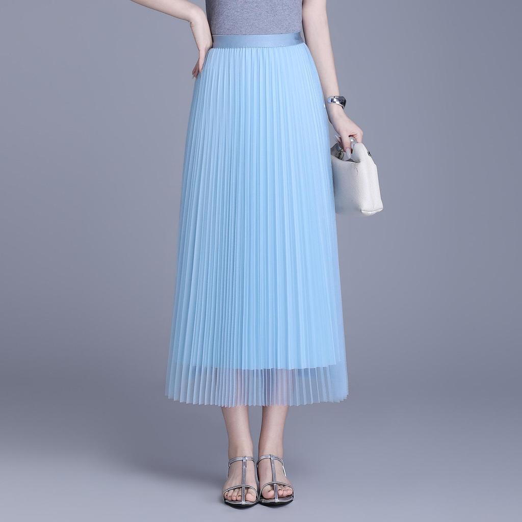 Spring 2026 Reversible Mesh Pleated A-line Midi Skirt