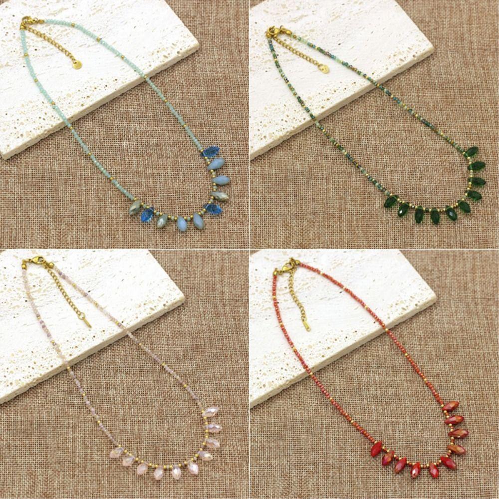High-end Bohemian Style Necklace Crystal Bead Collarbone Chain Charm Fashion Clavicle Chain  Gift