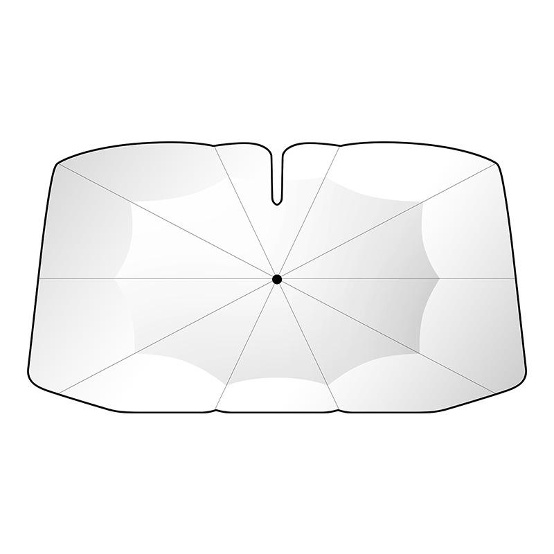 Full Bend Handle Front Windshield Sunshade: Umbrella-Style, Heat-Insulating Sun Protection with Pull Rope