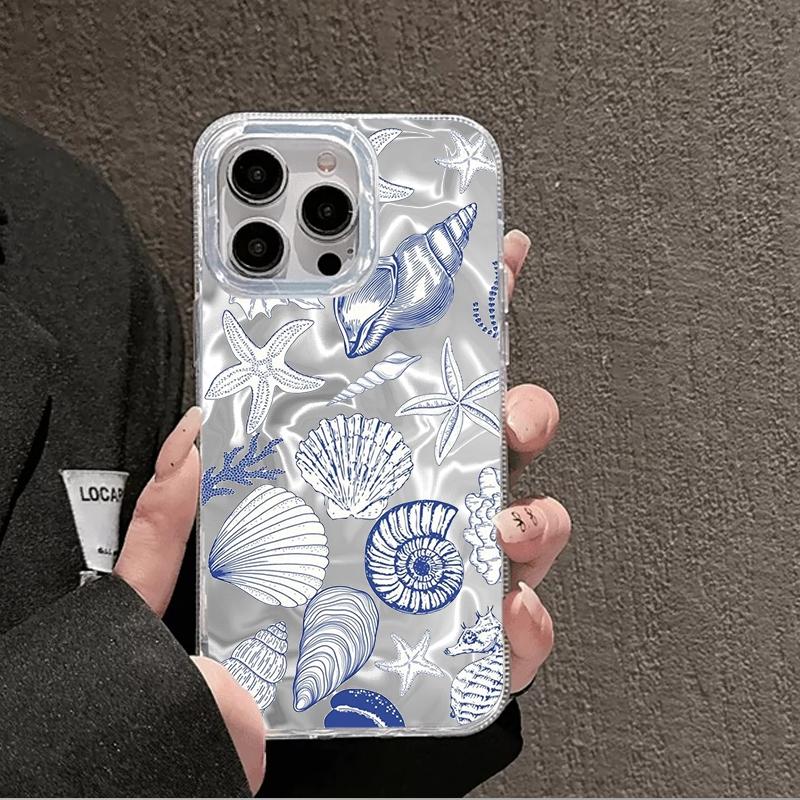 Summer Seashell Starfish Girl Phone Case For Apple iphone 15 16 14 13 Pro Max 16e 12 11 7 8 Plus XR SE Water Texture Funda Cover