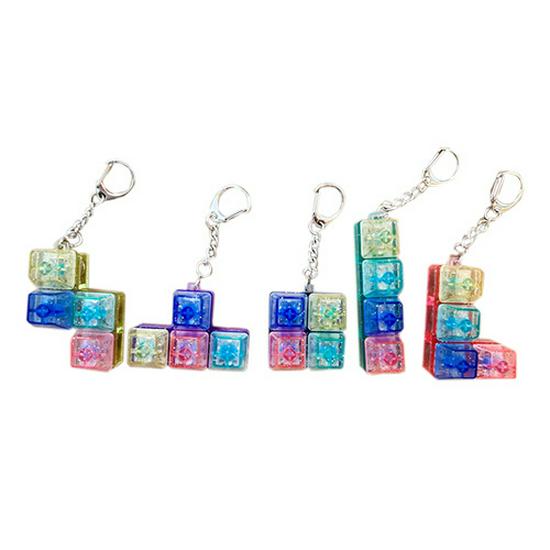 Fingertip Decompression Tetris Keychain Light-Up Wooden Fish Toy