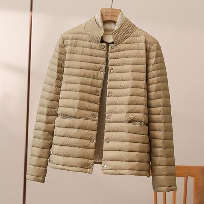 Damen Modische Pufferjacke Damen Herbst Leichte Dünne Kurze Daunenjacke Stehkragenmantel