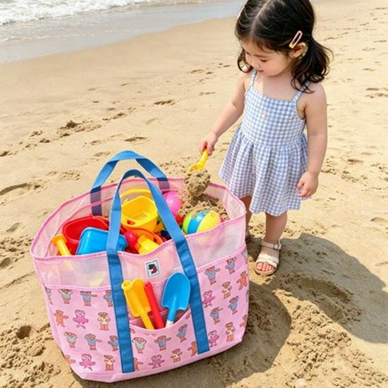 VIP Große Kapazität Koreanische Strandtasche - Tragbare Mesh-Umhängetasche für Fitnessstudio, Schwimmen und Outdoor