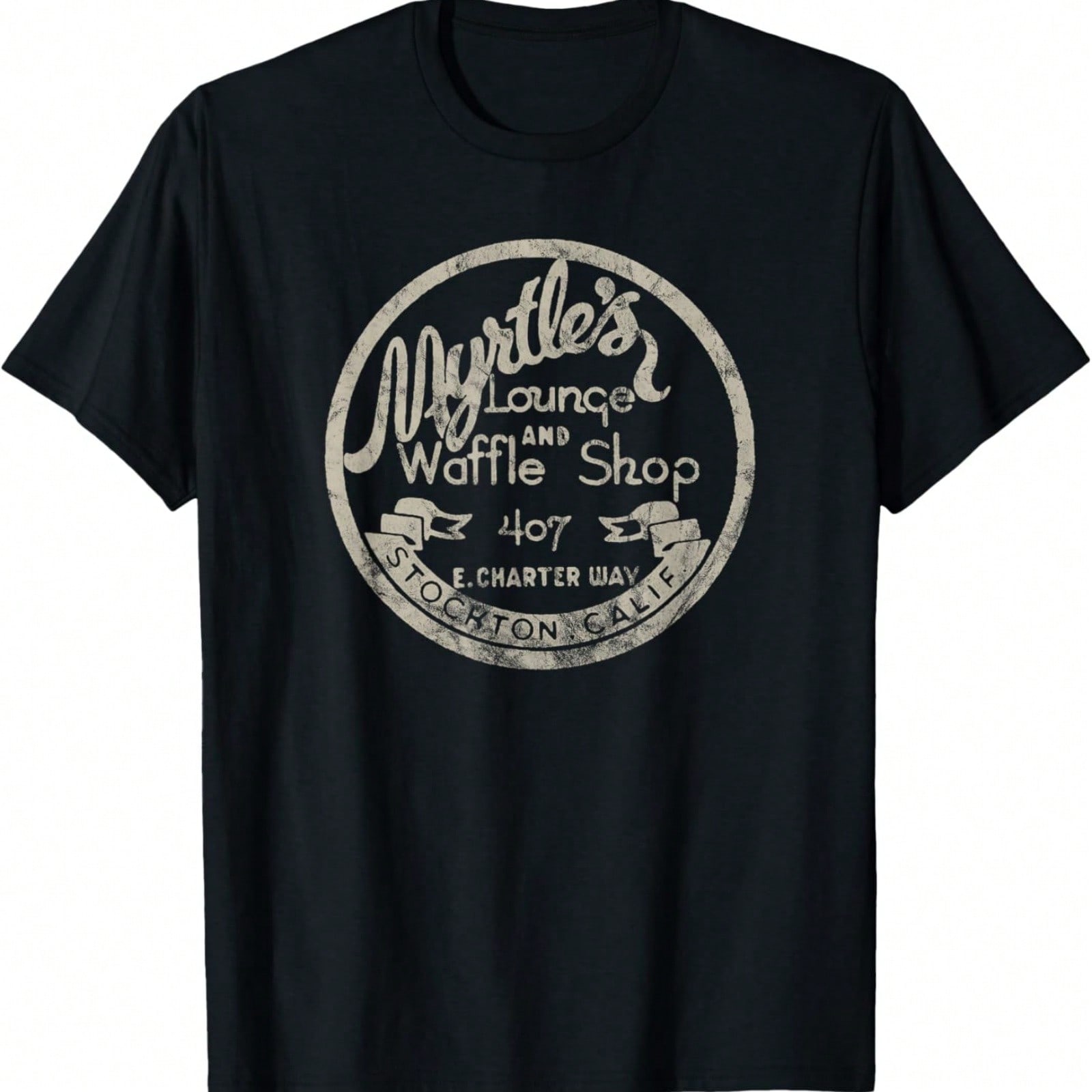 Stockton California Vintage Restaurant Bar Motel Advertising T-Shirt S разноцветный