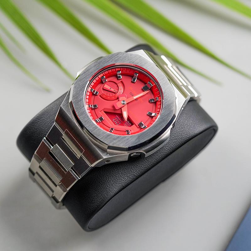 Casio Unisex Liquid Crystal/Analog Dual Display Series 48.5mm Red Watch GA-2100-4A-
