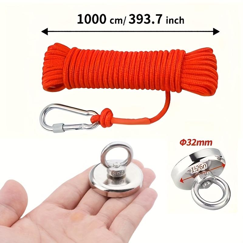 

Salvage magnetic set, equipped with a 1000cm/393.7-inch long rope, suitable for river fishing and load suspension, magnetic reco 10m красный