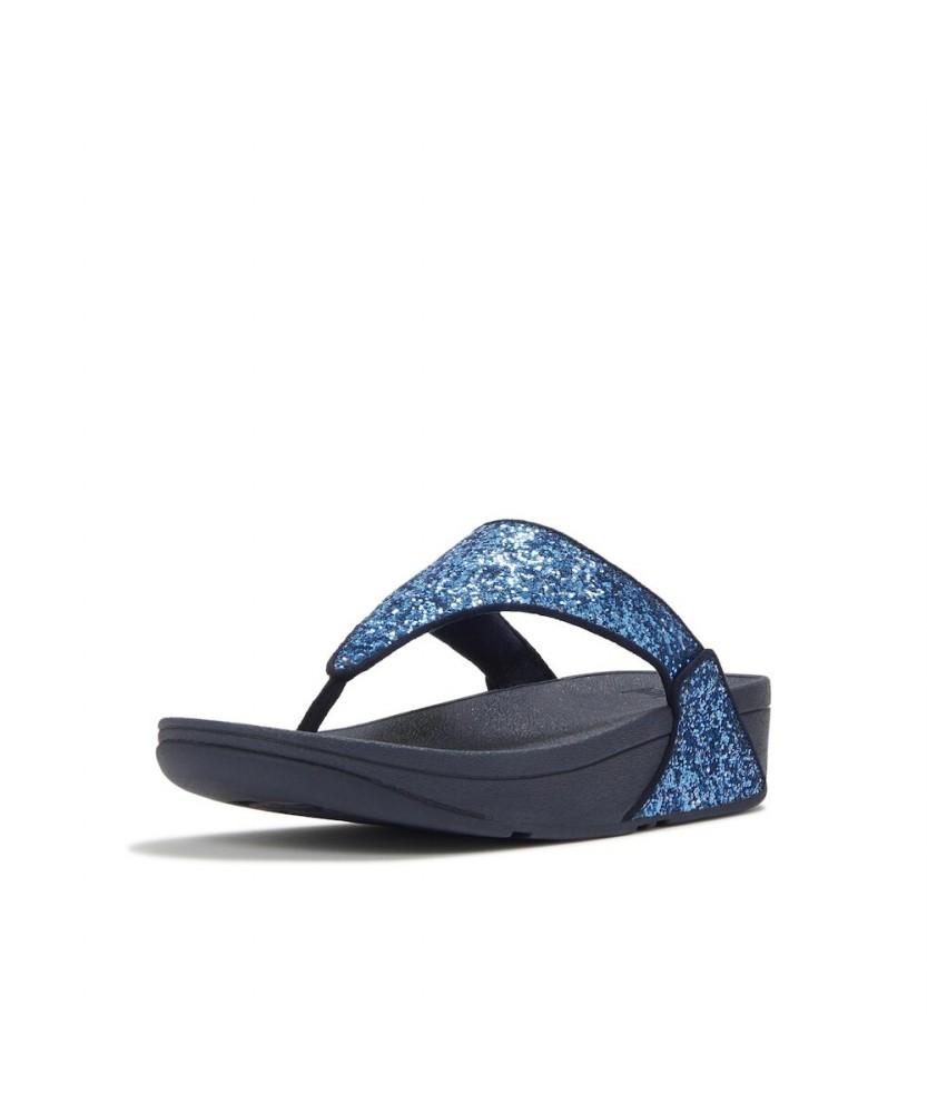 Fitflop Women'S Lulu Multi-Tone Glitter Toe-Post Sandals - Cosmic Blue (Ft61K2T01N)