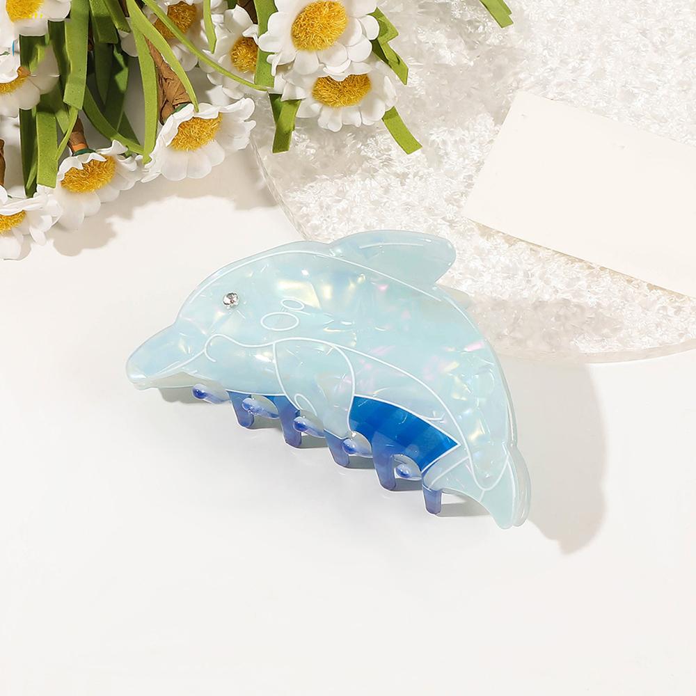 Kreatywne niebieskie wieloryby delfiny octanowe spinki do włosów damskie kreskówkowe spinki rekiny tył głowy klips do kucyka akcesoria do włosów