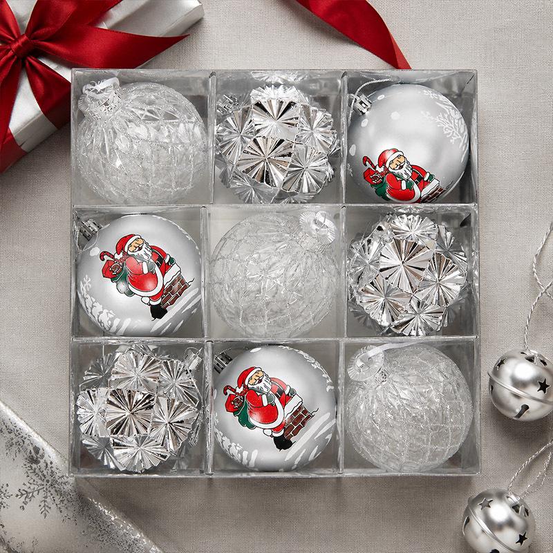 Boxed Set of 9 Rose Gold Christmas Tree Ornaments, 8cm