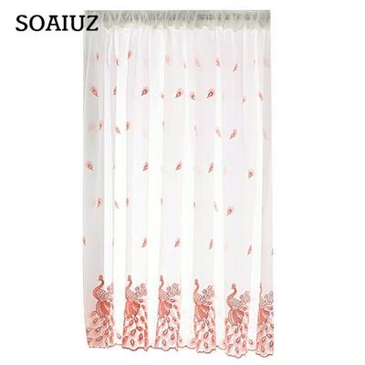 Window Tulle Colorfast Translucent Washable Hanging Window Embroidered Voile for Living Room