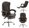 Office Swivel Chair Ecoskin With Footrest Chrome Base Brown