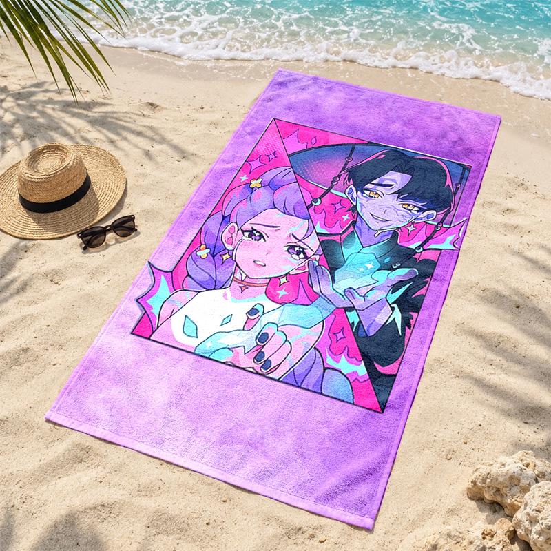 Kpop Demon Hunters Microfiber Beach Towel Quick Dry Sand Free Lightweight Beach Towels for Travel Swimming Camping