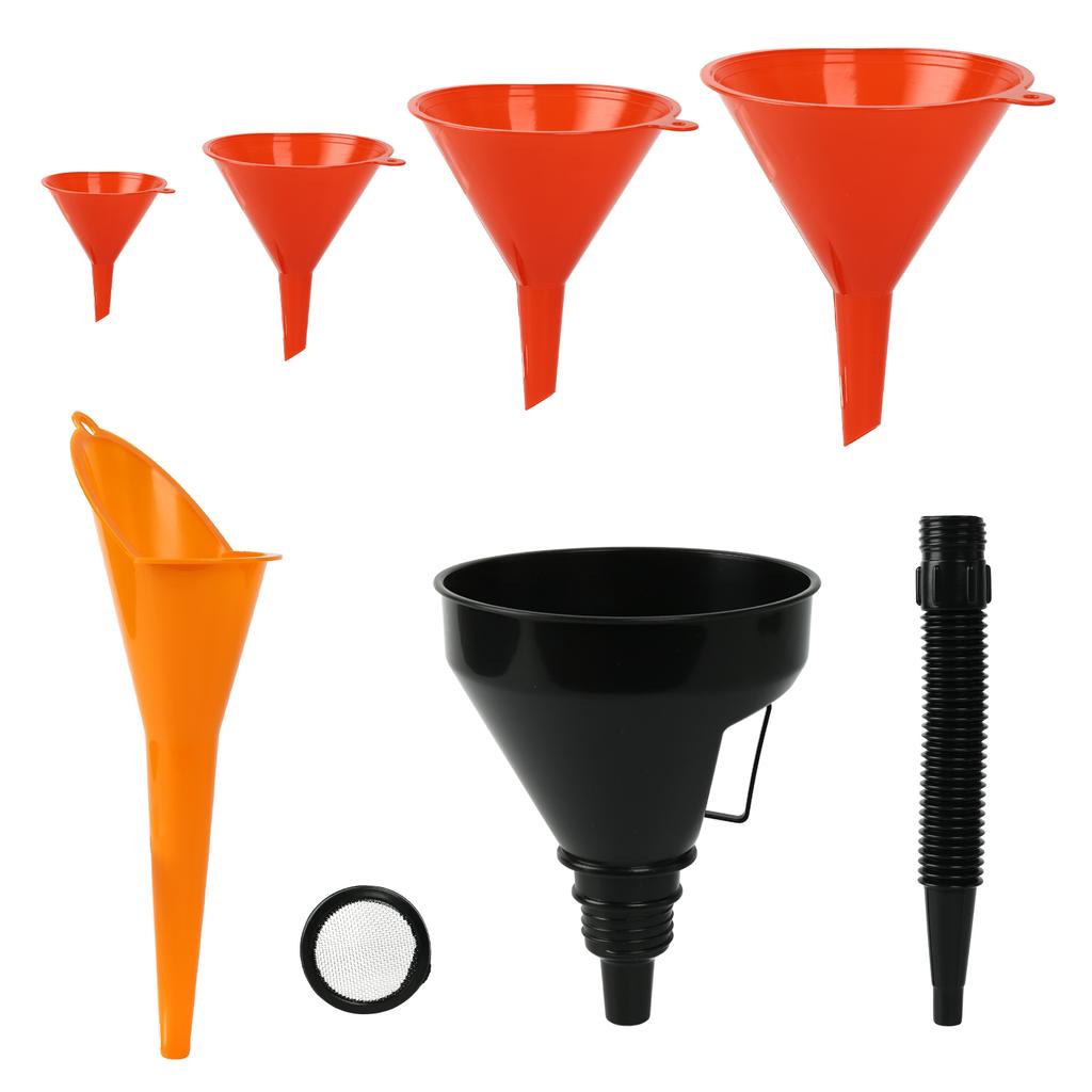 Automotive Plastic Funnel Set Multi-use Flexible Right Angle Funnels for Water/Gasoline/Coolant/Engine Oil