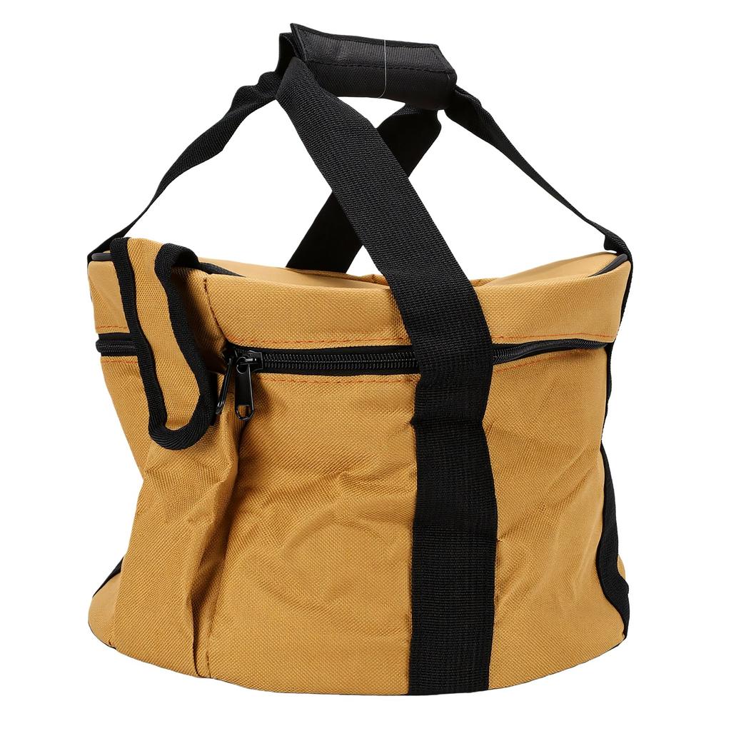 Camping Tableware Carrying Bag 14L Outdoor Cookware Organizer Round Picnic Storage Bag with Sturdy Handle for Plates