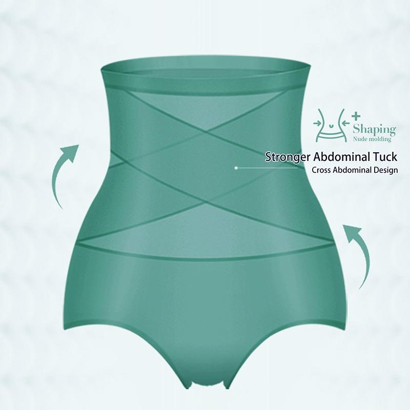 High Waist Cross Compression Mesh Tummy Control Shapewear Briefs