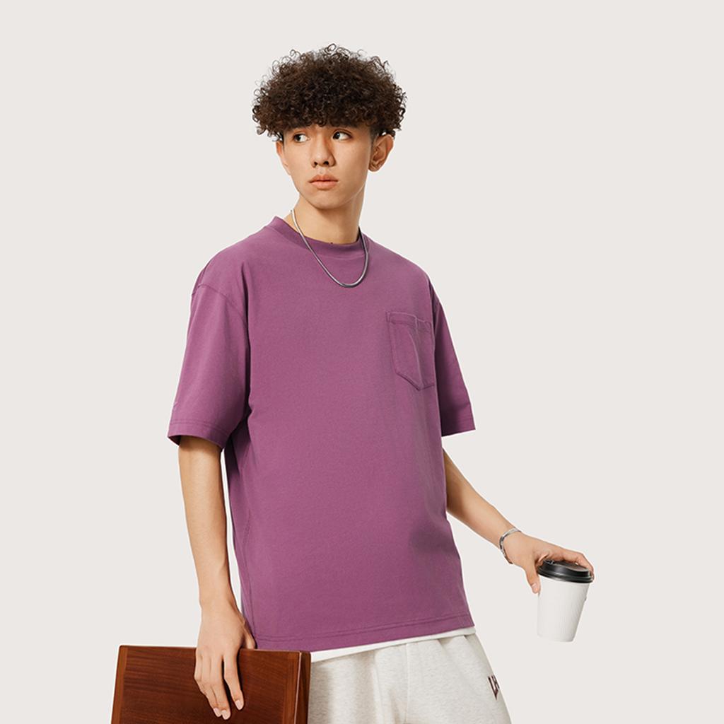 Li Ning China Color Series Solid Color Loose Comfortable Versatile Breathable Short Sleeve T-Shirt Unisex Tops Purple AHSU737-3