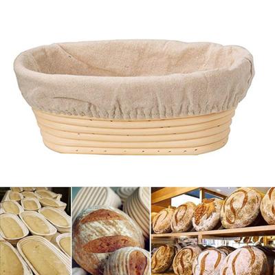 Oval Rattan Fermentation Basket Bread Proofing Dough Cover with Cloth Scraper