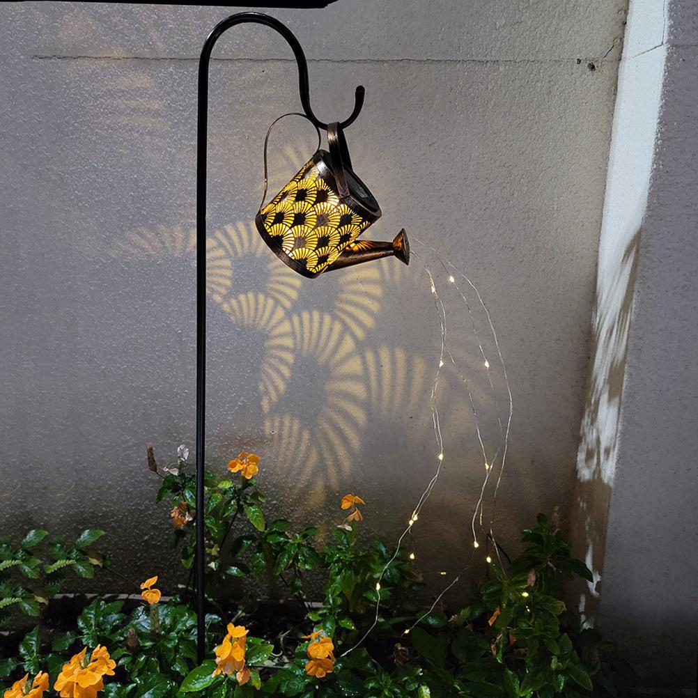 Solar Watering Can with Lights Outdoor Hanging Lantern Metal Waterproof Garden Lights Decorations for Table Patio Yards