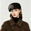 High-end French Beret Women's Autumn and Winter Elegant and Versatile Wool Woolen Painter Hat Showing Face Little Flight Attendant Hat