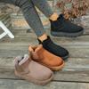Mode 2025 Winter Damen Kurzer Plüsch Warme Schneestiefel Freizeitschuhe Neu Wildleder Pelz Chelsea Stiefeletten Flats Plateau Damenschuhe