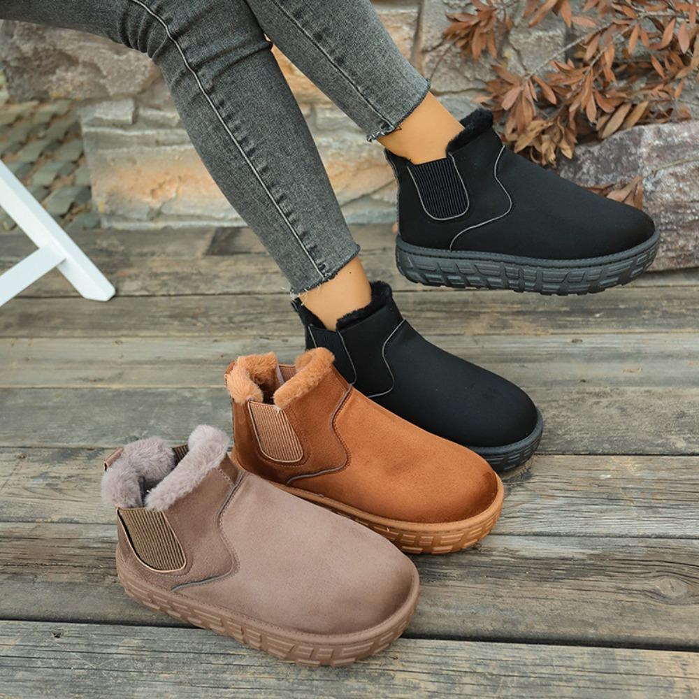 Modă 2025 Iarnă Femei Cizme de Zăpadă Calde din Pluș Scurt Pantofi Casual Noi Cizme Glezna Chelsea din Piele Suede Nouă Pantofi de Damă cu Platformă Joasă