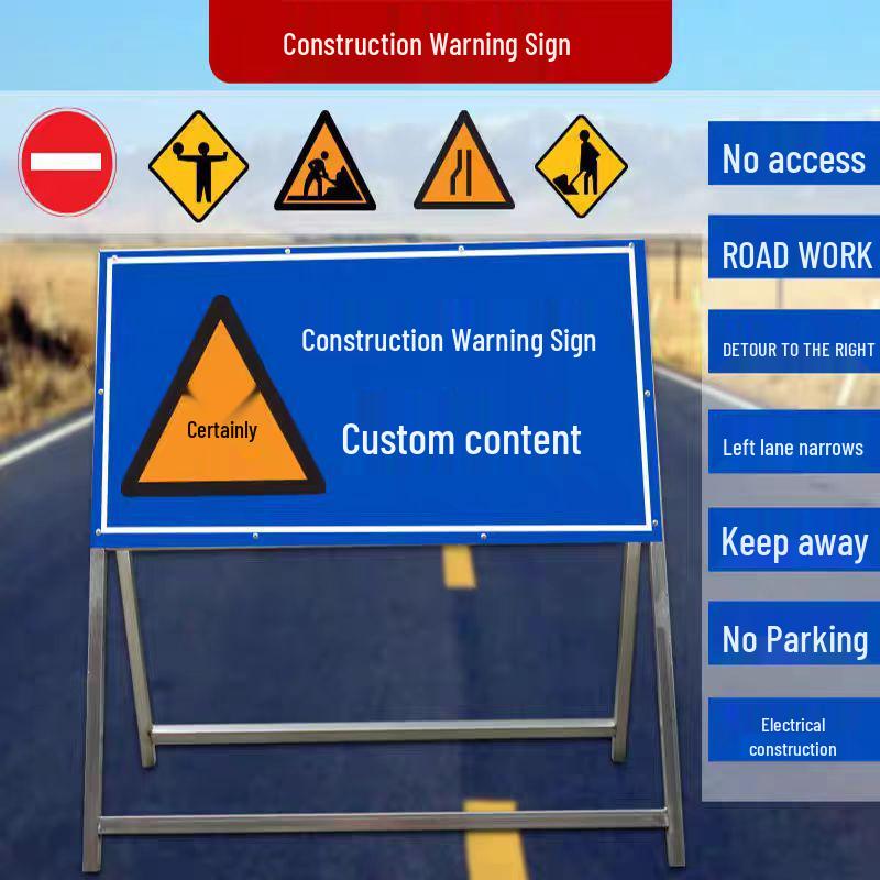 Reflective Construction Ahead Sign with Speed Limit & Traffic Indicators