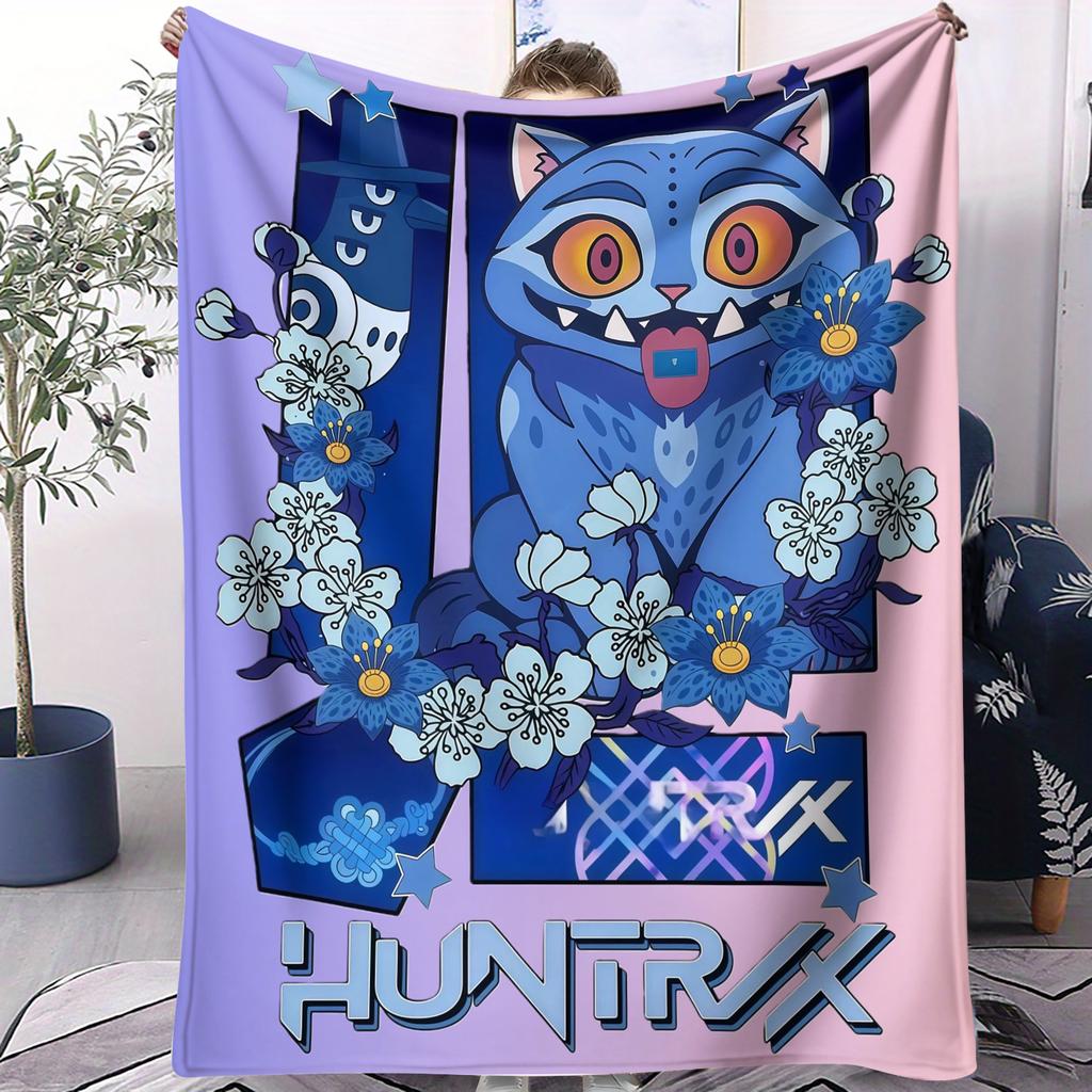 Popular KPop Devil Hunter Print Pattern Blanket Multifunctional Living Room Sofa Bed Office Camping Picnic Huntrix Fan Gift