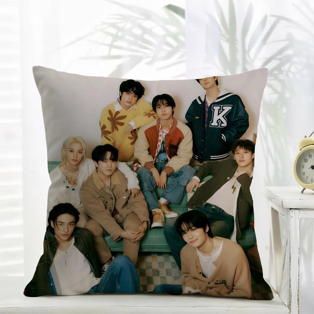 SStray Kids Cushion Cover Daily Washable Linen Pillowcase Soft for Sofa Bed Home Room Decor