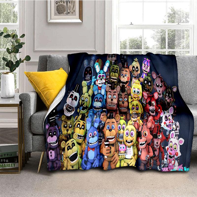 

Horror Game F-FNAF Freddy Movie Flannel Blanket Soft Warm Throw Blanket for Bedroom Living Room Bed Travel Camping Picnic Gift 75x90cm