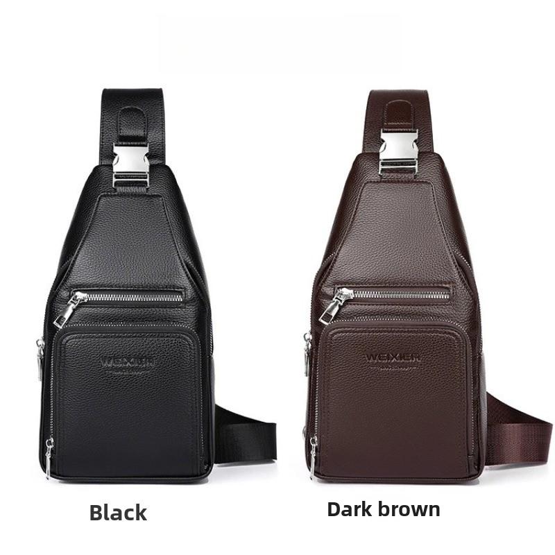 Men's PU Leather Chest Bag - Large Capacity Crossbody Sling Bag,Shoulder Bag, Adjustable Shoulder Strap for Travel & Outdoor Use