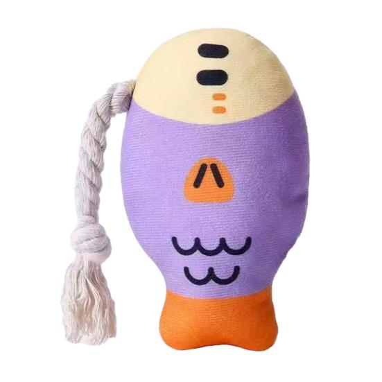 Dog Plush Fish Toy Squeaky Interactive Dog Chew Toy Stuffed Fish Teeth Cleaning Toy for Puppies Teething Anxiety Relief