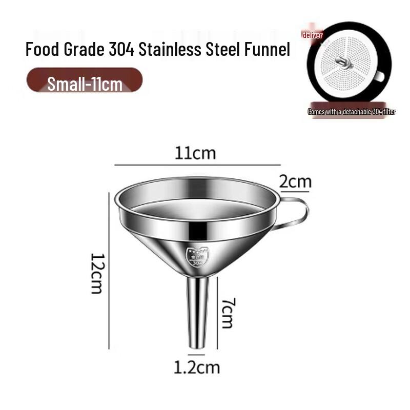 

304 Stainless Steel Food Grade Funnel with Filter