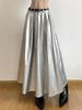 High-waisted Pleated Long Skirt for Women  Streetwear Punk Style Y2k Clothing Autumn Winter Fashion A-line Skirt Solid Color