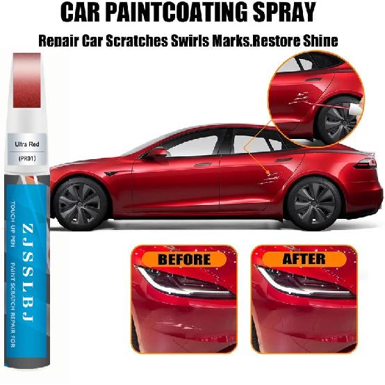 

Car Touch Up Paint(Ultra Red(PR01)) for Tesla Model Y/3/S/X, 2 in 1 DIY Car Paint Scratch Repair Kit with Pen Tip & Brush, Scrat