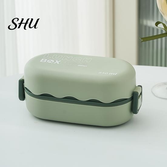 Lunch Food Box Bento Waterproof Good Sealing Double Layer Large Capacity Multifunction School Kids Container with Spoon Daily Use Storage