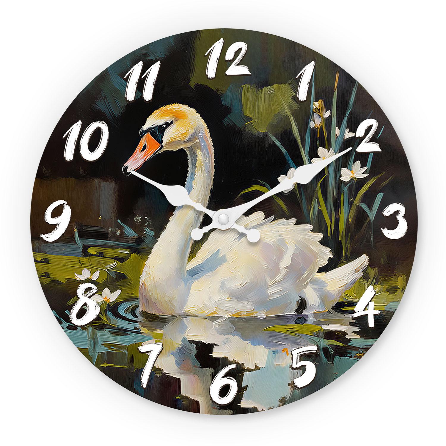 High-Quality Dark High-Quality Green Impressionist High-Quality White High-Quality Swan High-Quality Water High-Quality Lily High-Quality Wooden (as the picture,10Inch)