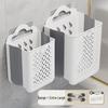 Foldable Wall-Mounted Laundry Basket: Punch-Free, Multifunctional, Large Capacity Storage Bucket for Bathroom.