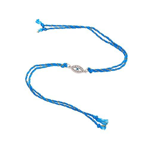 Estele Rhodium Plated Auspicious Evil Eye Rakhi with Austrian Crystals and Fancy Silk Thread