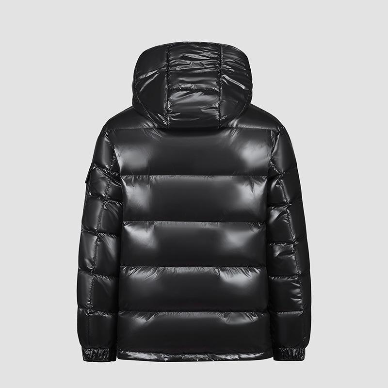 High Shine Winter Down Jacket Unisex Short Hooded Thick Warm Coat Outdoor