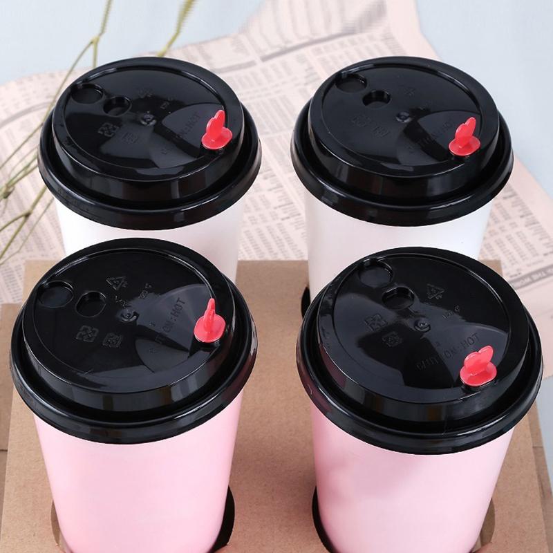 Disposable Coffee Cup Lids Stoppers Injection Caps Heart-Shaped Circle Plug Takeaway Packing Milk Tea Cups Leak Proof Plug