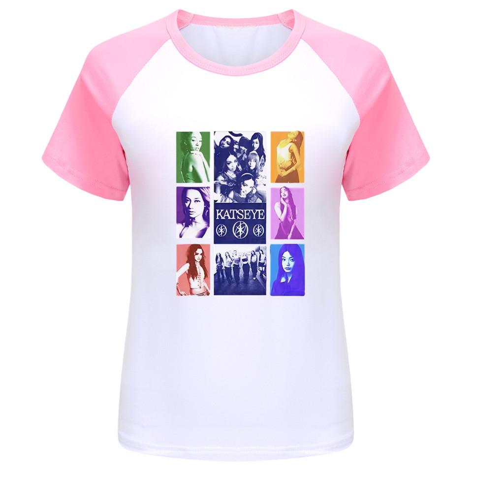 5321 Girls Fashion KATSEYE Print Raglan Short Sleeve T-Shirt