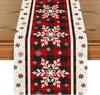 Artoid Mode Buffalo Plaid Snowflakes Christmas Table Runner, Seasonal Winter Kitchen Dining Table Decoration for Home Party Decor 13x72 Inch