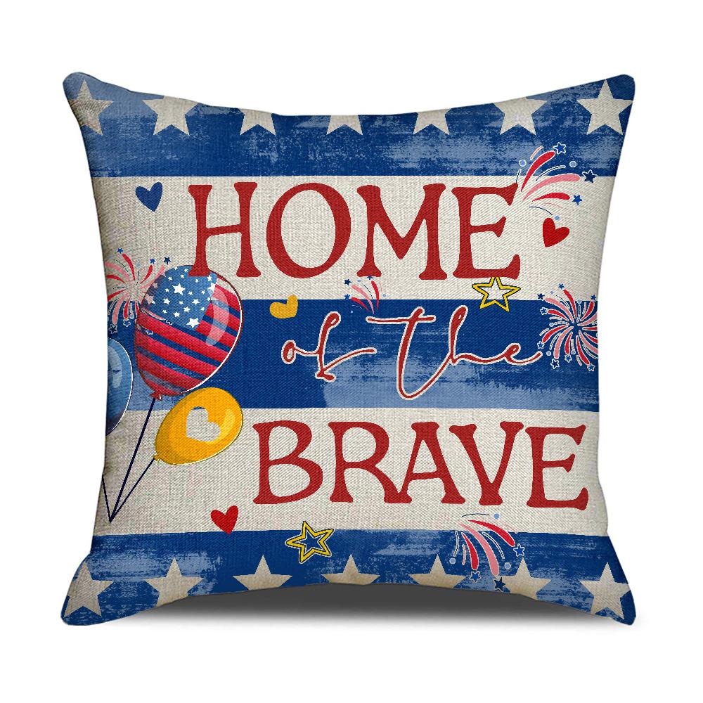 American Retro Pillowcase Five-pointed Star Printed Linen Pillowcase Sofa Decorative Cushion Cover Festive Pillowcase