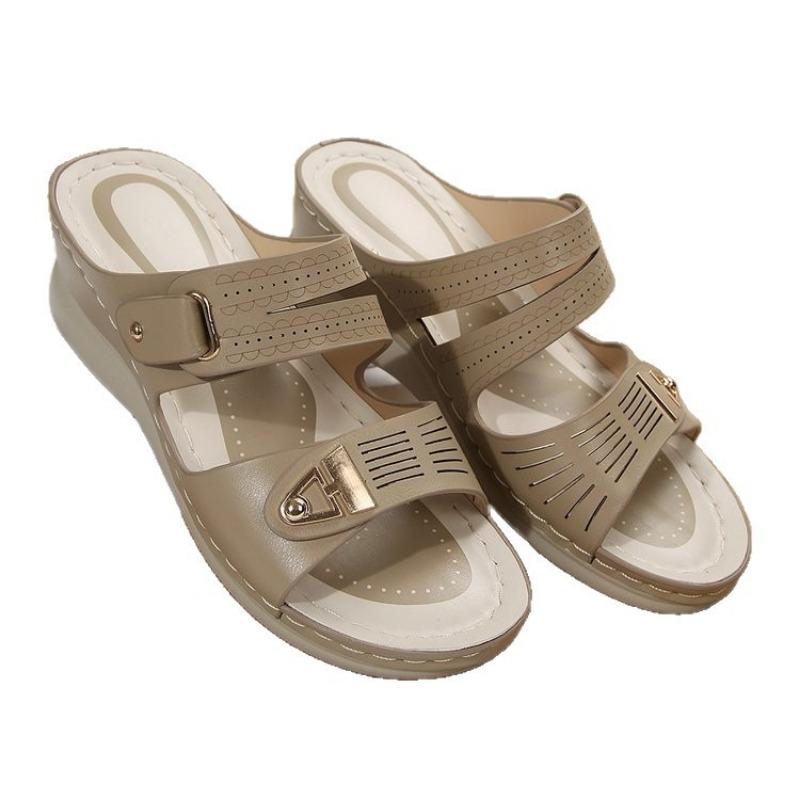 New Style of Oversized Shoes Wedge Heels Beach Sandals Hollowed-out Casual One-shoulder Slippers
