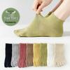 Women's Breathable Mesh Cotton Toe Socks - Five-Finger, Anti-Friction, Solid Color, Short Summer Sports Socks