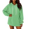 Women's Solid Color Long Sleeved Loose Casual Mid Length Pullover Hoodie Sweatshirt